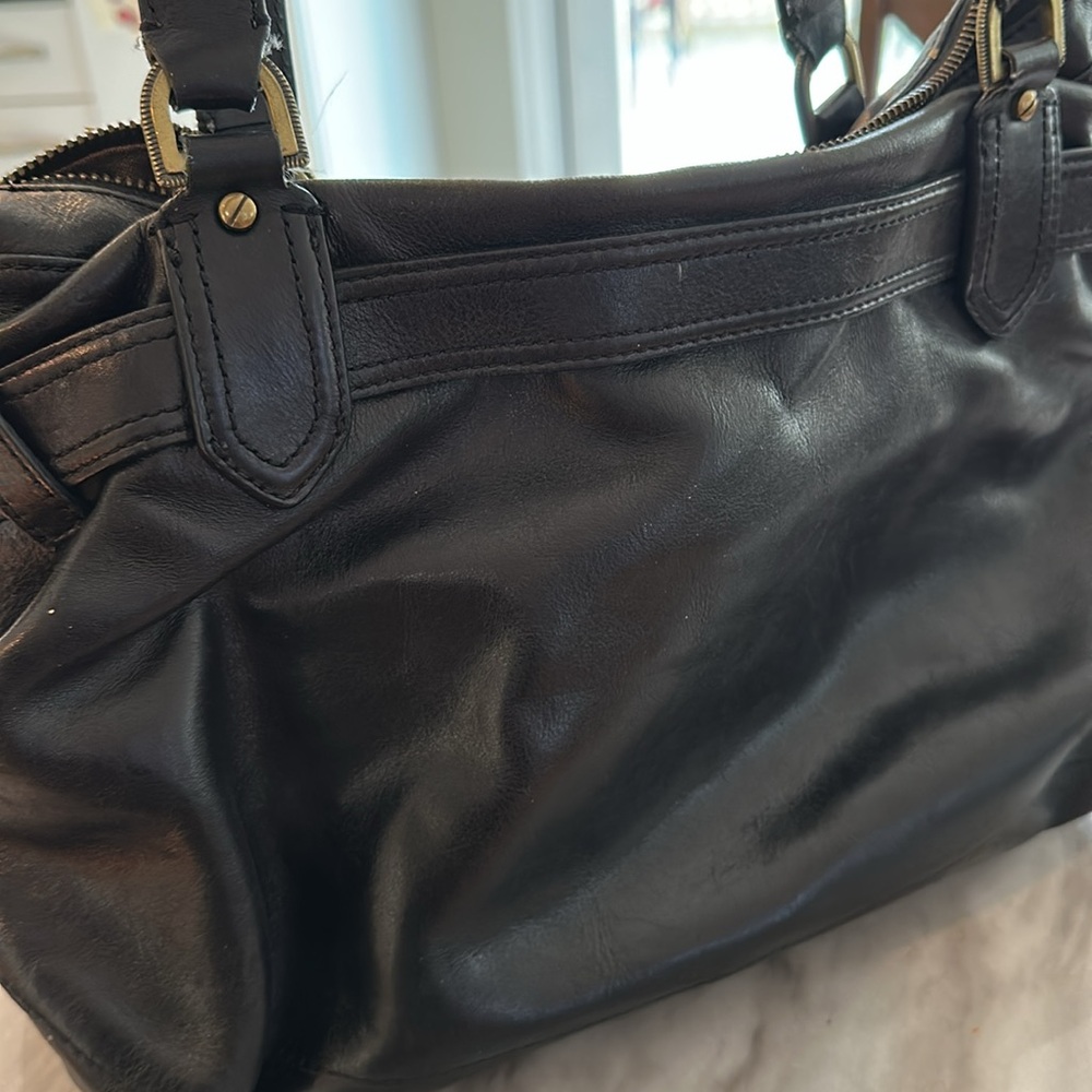 Cole Haan Black Leather Handbag Shoulder Tote Buckle Y2K - Picture 5 of 10